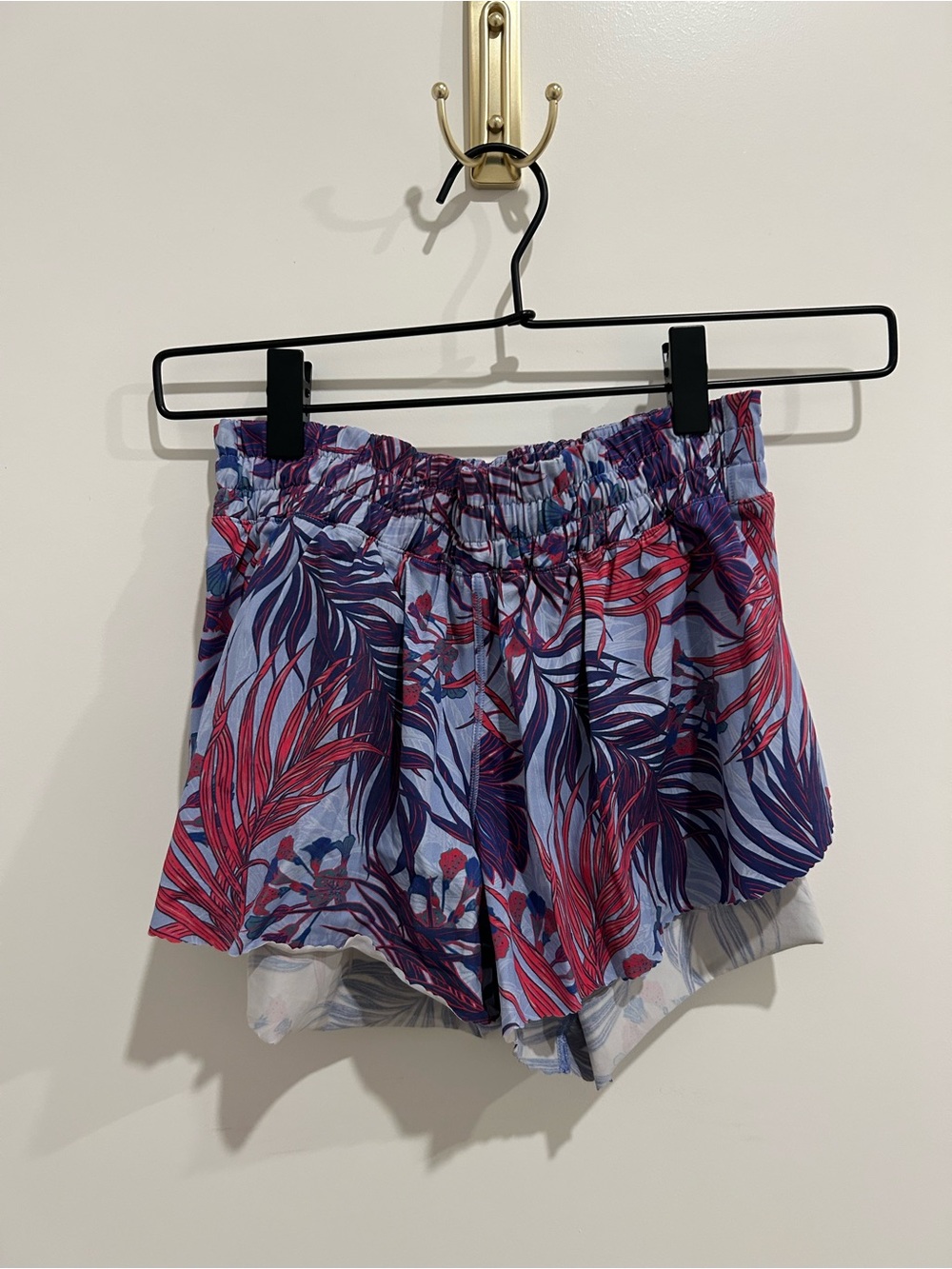 lululemon athletica Floral Leaf Athletic Shorts - Blue, Pink & Purple